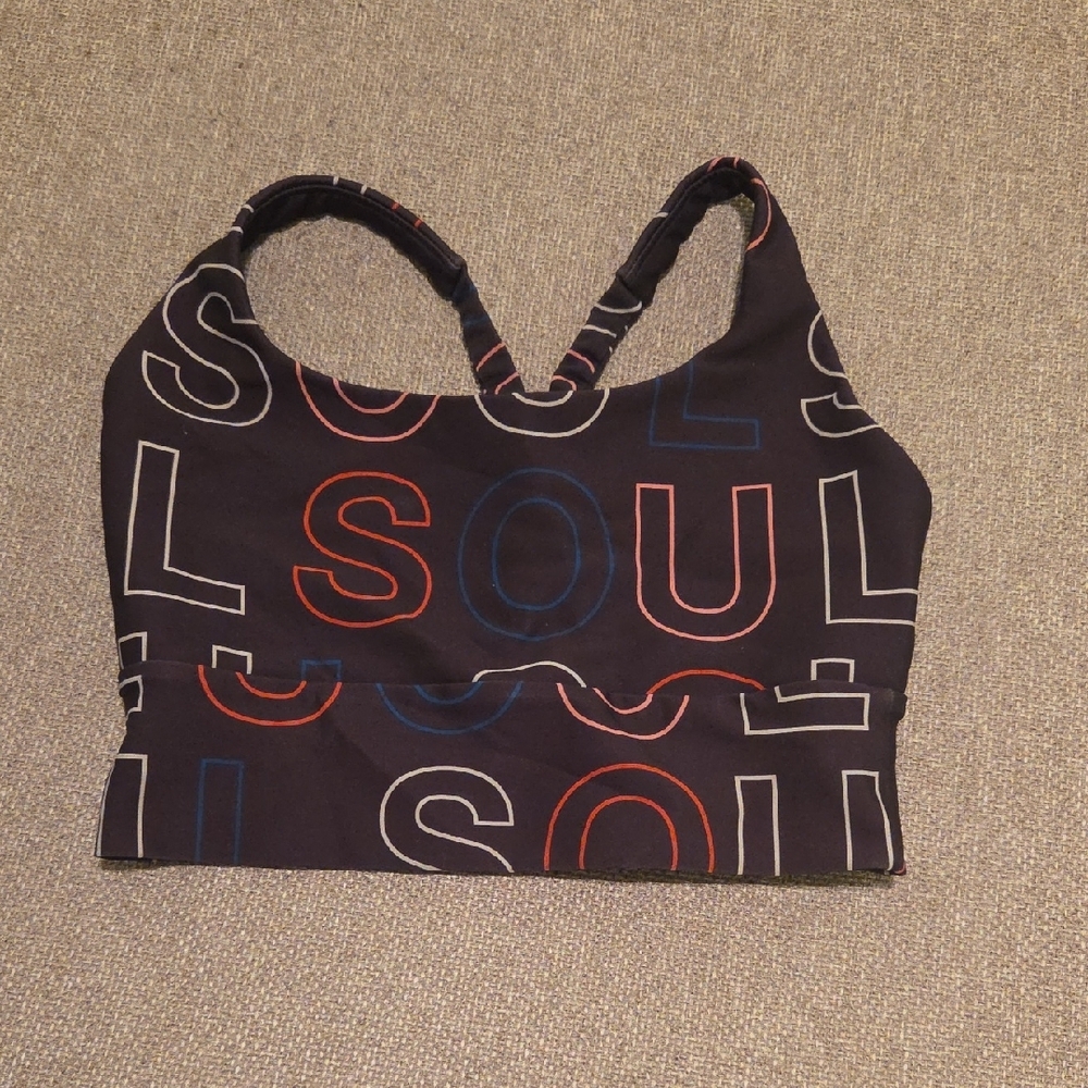 Chic Black Sports Bra with Vibrant Soul Print